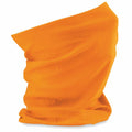 The BC900 neck gaiter by Beechfield is shown in orange against a white background, highlighting its soft, slightly draped fabric that showcases its flexibility and smooth texture.