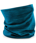 The Beechfield BC901 is a blue neck gaiter featuring a smooth, seamless design. Its fabric feels soft and showcases a subtly heathered pattern for a chic appearance. This versatile accessory can be worn as a scarf, headband, or face covering.