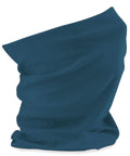 A crumpled, dark teal fabric tube scarf from Beechfield's BC915 collection is displayed against a white background. It looks soft and versatile, making it suitable for various styles or uses.