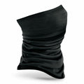 The Beechfield BC916 neck gaiter in black fabric stands upright against a white background.
