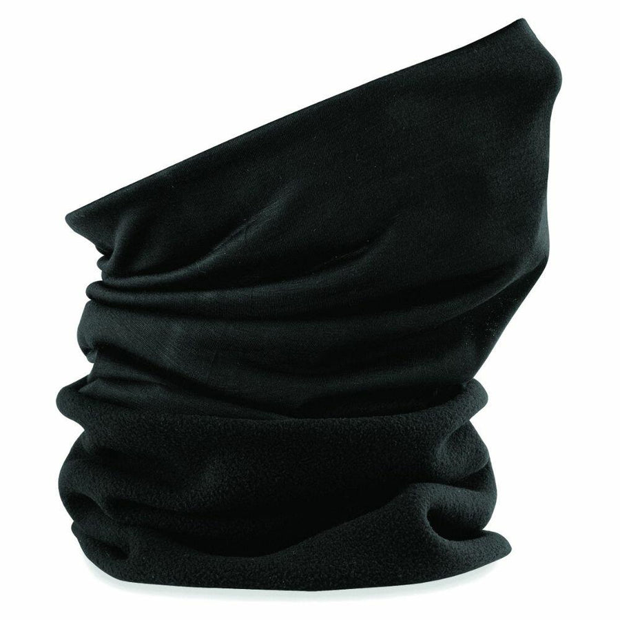 The Beechfield BC920 is a black fleece neck warmer featuring a folded, asymmetrical design.