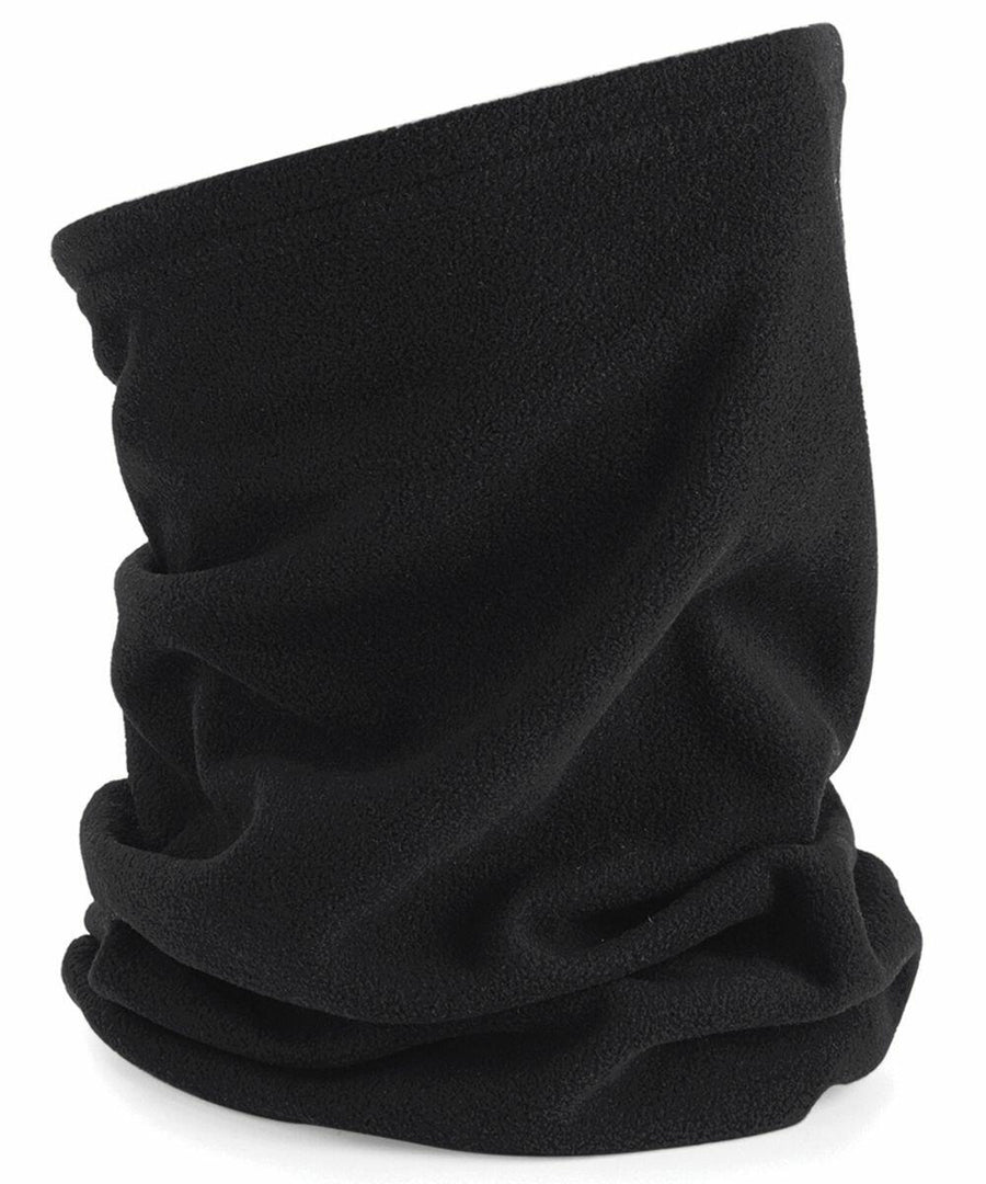 A Beechfield BC930 fleece neck gaiter in black, displayed crumpled against a white background.