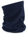 The Beechfield BC930 is a dark blue tubular fleece neck warmer that features a soft, textured surface.