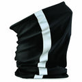 Beechfield BC950 neck gaiter in black with a vertical white stripe.