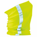 Beechfield's BC950 neck gaiter in a vibrant yellow color features a reflective silver stripe.