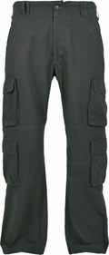 BD003 cargo pants in dark green, featuring multiple pockets, from Build Your Brandit, displayed against a plain background.