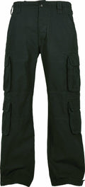 BD003 by Build Your Brandit, dark green cargo pants featuring multiple pockets, shown against a white background.