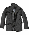 The BD308 by Build Your Brandit is a black military-style jacket featuring multiple front pockets and a front zipper, showcased against a plain white background.