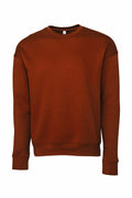 A rust-colored long-sleeved crewneck sweatshirt from Bella + Canvas (Product Name: BE045) is shown against a white background, highlighting its simple and casual design.