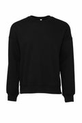Bella + Canvas BE045 black long-sleeve crewneck sweatshirt displayed on a plain white background.