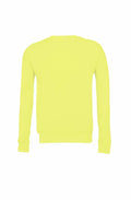 A vibrant yellow sweatshirt, seen from the back, with long sleeves and ribbed cuffs and hem, is showcased against a plain white background. This stylish piece is identified as product BE045 by Bella + Canvas.