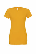 Product BE046 by Bella + Canvas: a plain yellow T-shirt featuring short sleeves and a crew neck, set against a white background.