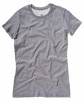 The Bella + Canvas BE076 gray short-sleeve T-shirt with a round neckline laid flat against a white background.