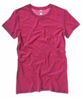 A Bella + Canvas BE076 t-shirt in pure red is displayed flat on a white backdrop.