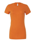 A Bella + Canvas BE076 orange short-sleeve T-shirt set against a white background, featuring a simple and classic design with a round neckline.
