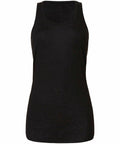 The BE089 from Bella + Canvas is a plain black sleeveless tank top set against a white background.