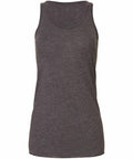 A Bella + Canvas BE089 plain dark gray sleeveless tank top displayed on a white background.