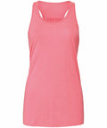 A Bella + Canvas BE089 sleeveless tank top in pink, featuring a round neckline and racerback design, showcased against a plain white background.
