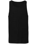 A Bella + Canvas BE104 plain black sleeveless tank top, showcased against a white background.