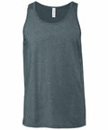 The Bella + Canvas BE104 is a dark gray sleeveless tank top displayed against a white background.