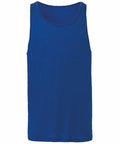 A Bella + Canvas BE104 sleeveless tank top in plain blue displayed against a white background.