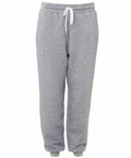 The BE126 sweatpants by Bella + Canvas feature a soft gray color with an elastic waistband and a white drawstring, displayed against a plain white background.
