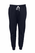 BE126 by Bella + Canvas: black sweatpants featuring a white drawstring, displayed on a plain white background.