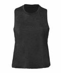Bella + Canvas BE127: A sleeveless black tank top featuring a crew neckline, showcased on a white background.