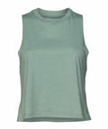 Product Description: The Bella + Canvas BE127 is a plain green tank top, designed sleeveless with a round neckline, displayed on a white background.