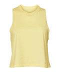 A sleeveless, light yellow tank top from Bella + Canvas product line BE127, displayed on a white background. This top features a simple round neckline and a loose fit that showcases its soft fabric.