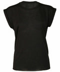 A Bella + Canvas BE128 plain black T-shirt with short sleeves displayed on a white background.