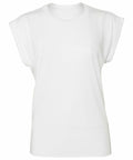 The Bella + Canvas BE128, a plain white sleeveless T-shirt featuring a crew neckline, is displayed against a white background.