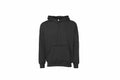 A plain black Bella + Canvas BE132 hoodie featuring a front pocket and drawstring hood, displayed against a white background.
