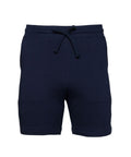 BE135 by Bella + Canvas: Dark blue athletic shorts featuring a drawstring waistband, presented against a plain white background.