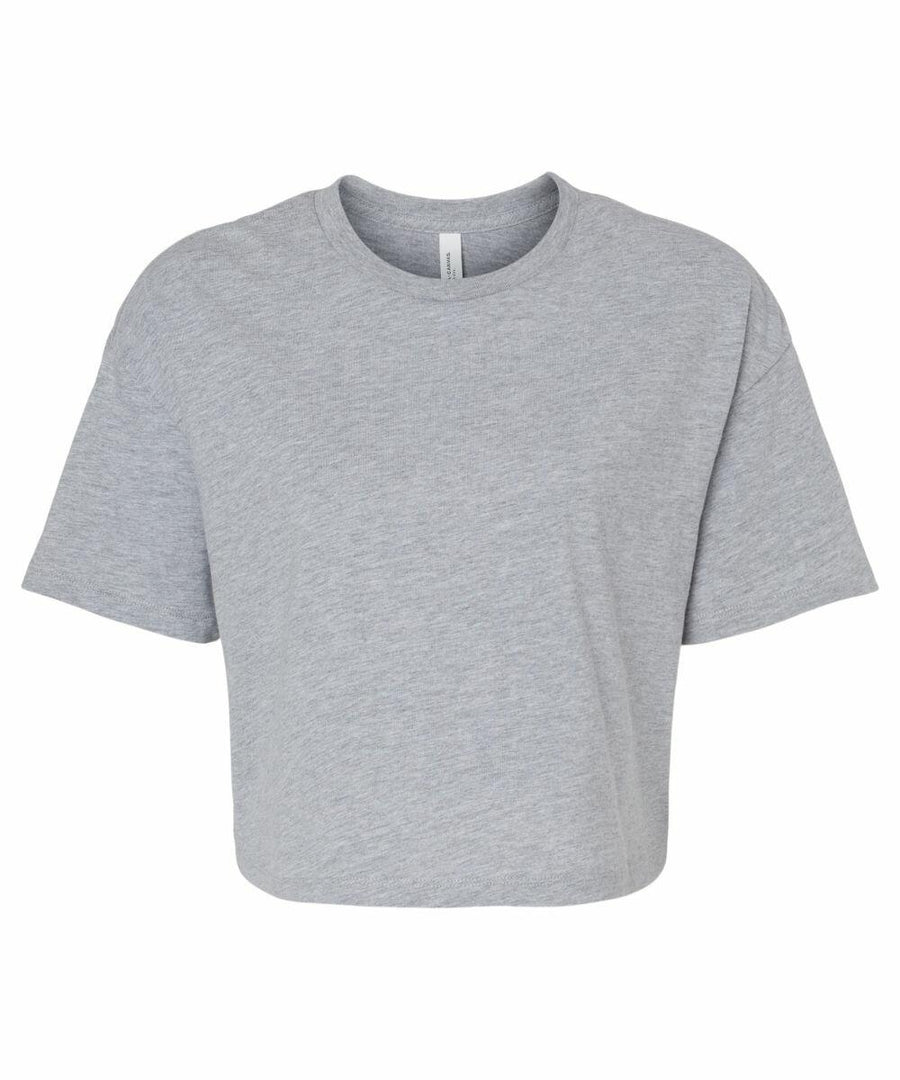 A Bella + Canvas BE137 gray short-sleeve T-shirt displayed on a white background.
