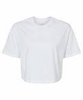 The Bella + Canvas BE137 is a loose-fitting, plain white short-sleeve t-shirt featuring a round neckline, displayed on a white background.