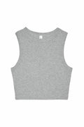 Bella + Canvas BE140 sleeveless crop top on a white background.