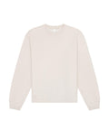 The Sweatshirt is a plain, long-sleeve crew neck in light beige, displayed flat on a white background with no visible logos, prints, or embellishments.