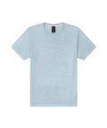 Light grey T-shirts with short sleeves and a crew neck are displayed flat on a white background, featuring a visible black tag at the neckline.