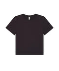 A T-shirt product is shown laid flat on a white background. It features a plain black colour, short sleeves, and a crew neck design with no visible logos or patterns for a simple, classic look.