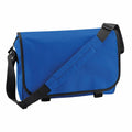 Bagbase BG021 messenger bag in blue, featuring a black adjustable strap and black trim.