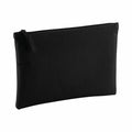 A Bagbase BG038 black rectangular zippered pouch featuring a textured fabric surface.