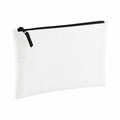 Displayed against a white background, the BG038 by Bagbase is a white zip pouch featuring a black zipper, appearing plain without any visible designs or logos.