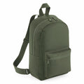 Introducing the BG153 by Bagbase: a green backpack featuring two zippered compartments and adjustable shoulder straps. This bag boasts a sleek, minimalist design, making it ideal for everyday use or travel.