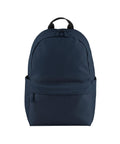 The Bags rucksack features a plain navy blue design with a zipped main compartment, front zip pocket, two side pockets, and a black handle, shown against a white background.