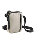 A compact, rectangular light grey crossbody bag from Bags with black zips and an adjustable black strap, displayed against a plain white background.