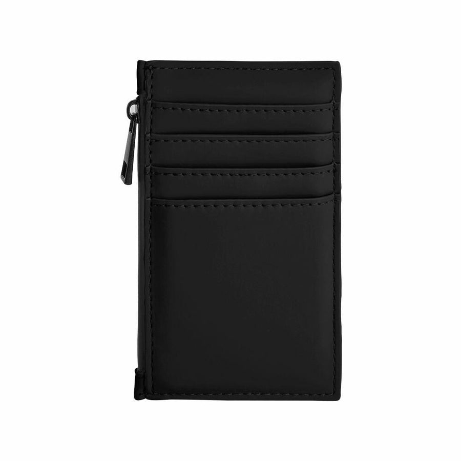 The Bagbase BG326 is a black leather wallet featuring multiple card slots and a zippered pocket, displayed against a white background.