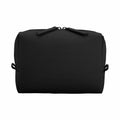 The Bagbase BG334 is a black rectangular toiletry bag featuring a zipper closure and side loops, displayed against a plain white background.