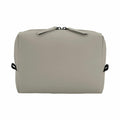 The Bagbase BG334 is a rectangular toiletry bag in light gray, featuring a zipper on top and small side handles.