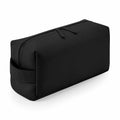 A Bagbase BG337 black toiletry bag featuring a zipper and a side handle.